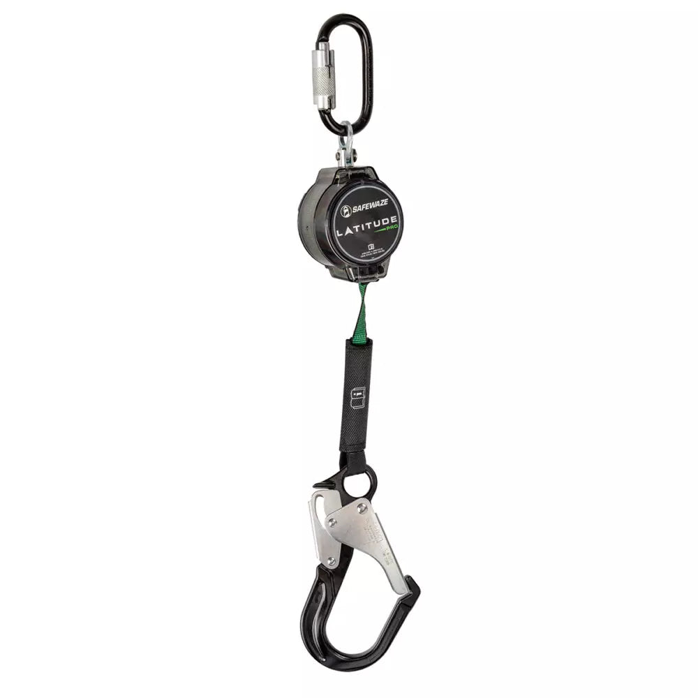 Latitude Pro 7' Single Web SRL-P: Triple Lock Carabiner, Hook 018-5011 Safewaze Alu Rebar