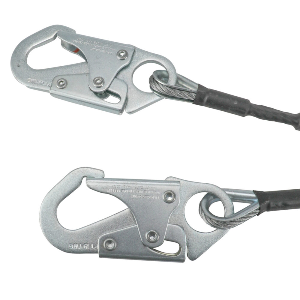 Leading Edge 6′ Energy Absorbing Lanyard: D-Ring, Dual Leg, Snap Hooks Safewaze