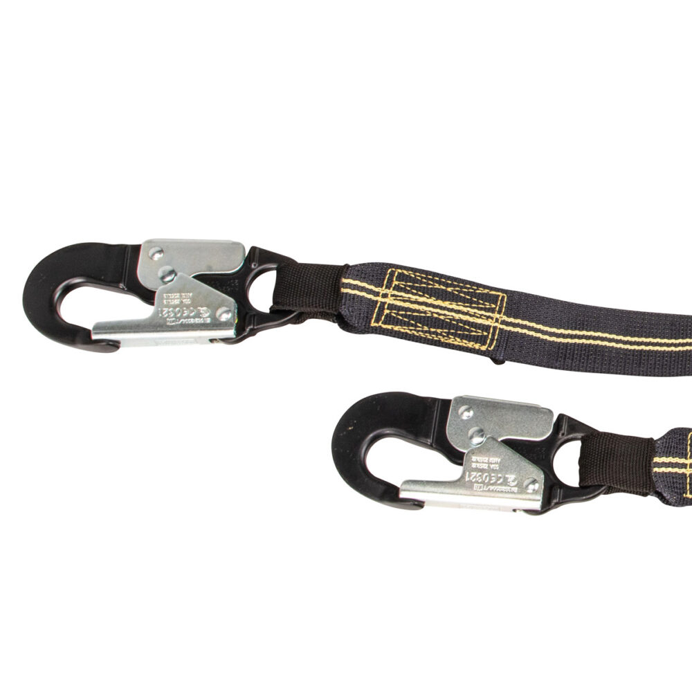 Arc Flash 6′ Energy Absorbing Lanyard: Aramid, Dual Leg, Alu Snap Hooks Safewaze