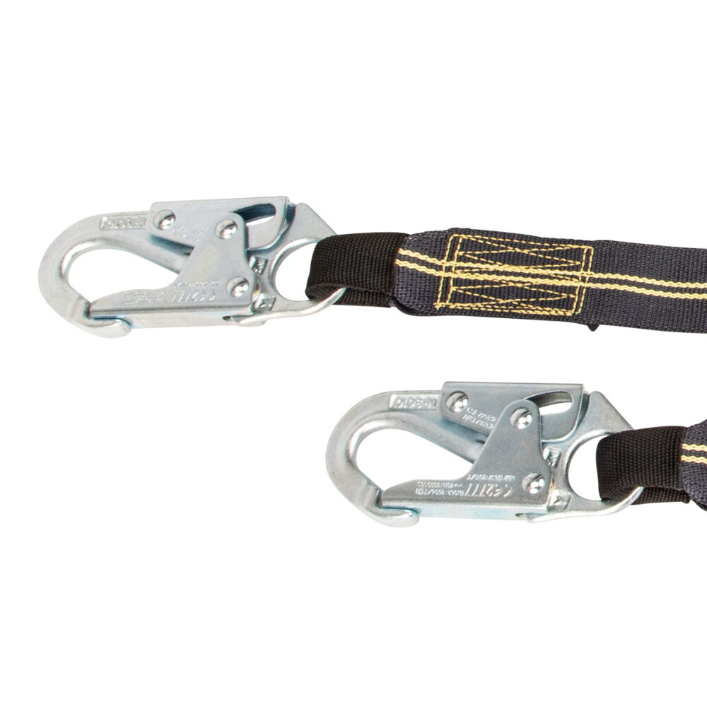 Arc Flash 6′ Energy Absorbing Lanyard: Aramid, Dual Leg, Snap Hooks Safewaze