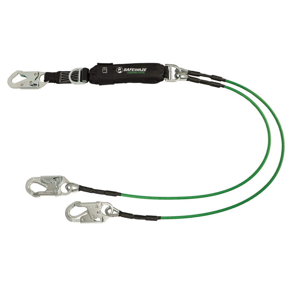Leading Edge 6′ Energy Absorbing Lanyard: D-Ring, Dual Leg, Snap Hooks Safewaze