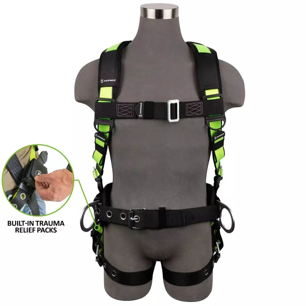 PRO Construction Harness: 3D, MB Chest, TB Legs, Trauma Relief Safewaze