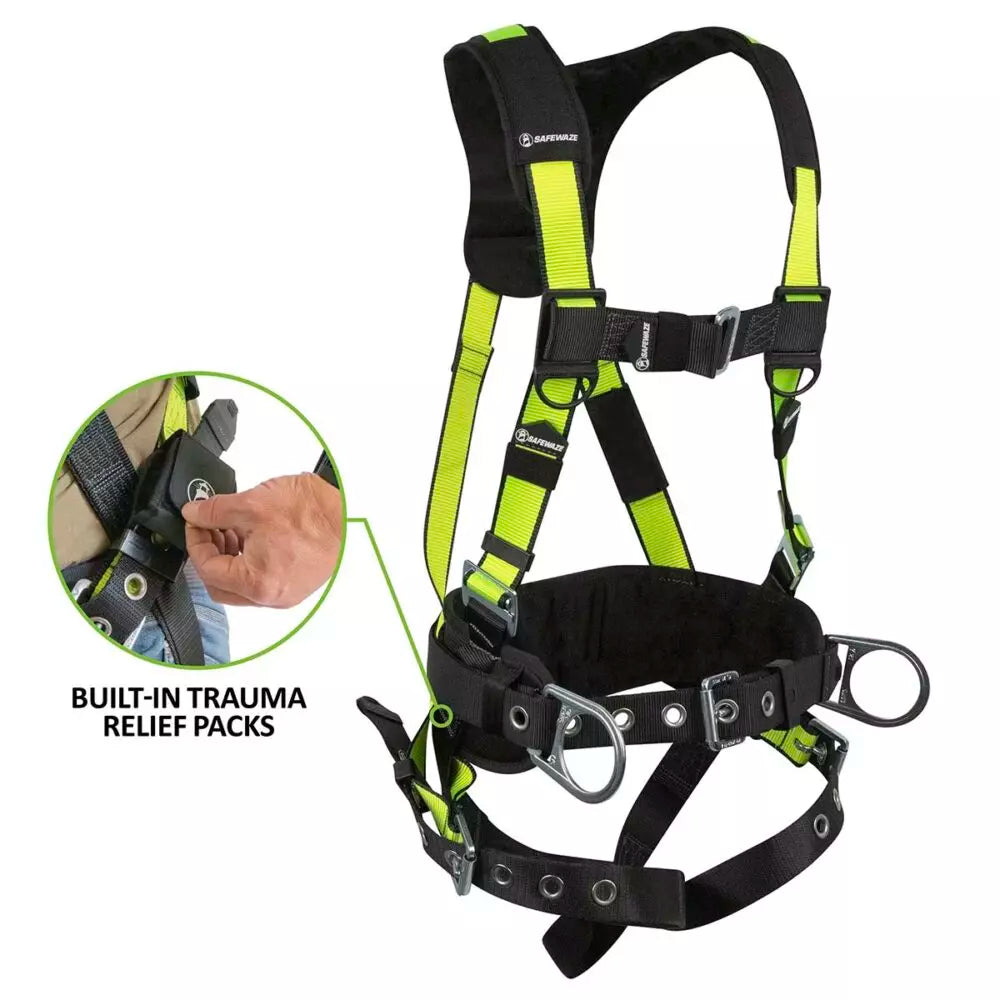 PRO Construction Harness: 3D, MB Chest, TB Legs, Trauma Relief Safewaze