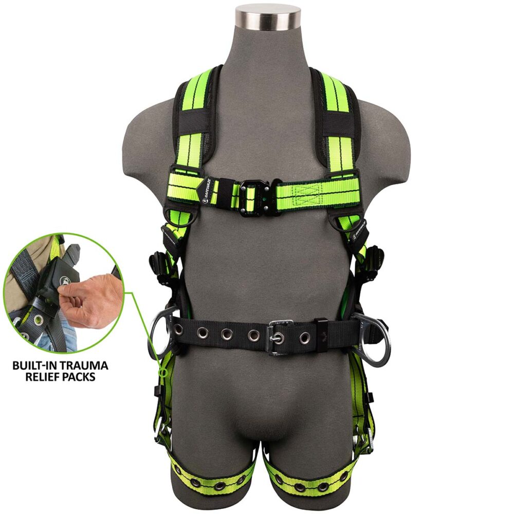 PRO+ Construction Harness: 3D, QC Chest, TB Legs, Trauma Relief Safewaze