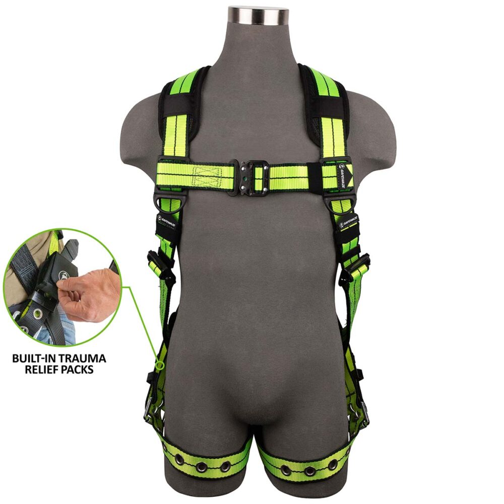 PRO+ Full Body Harness: 1D, QC Chest, TB Legs, Trauma Relief Safewaze