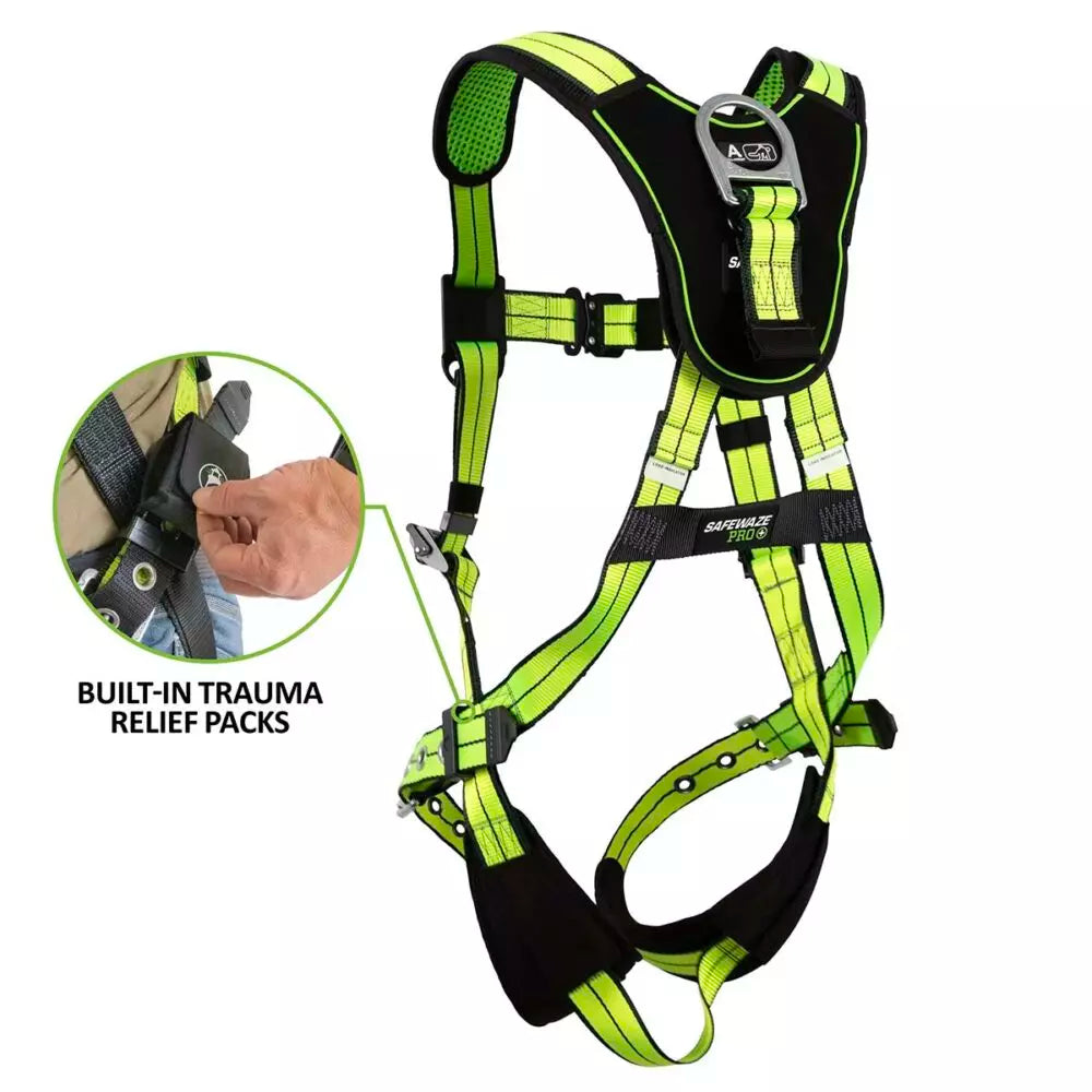 PRO+ Full Body Harness: 1D, QC Chest, TB Legs, Trauma Relief Safewaze