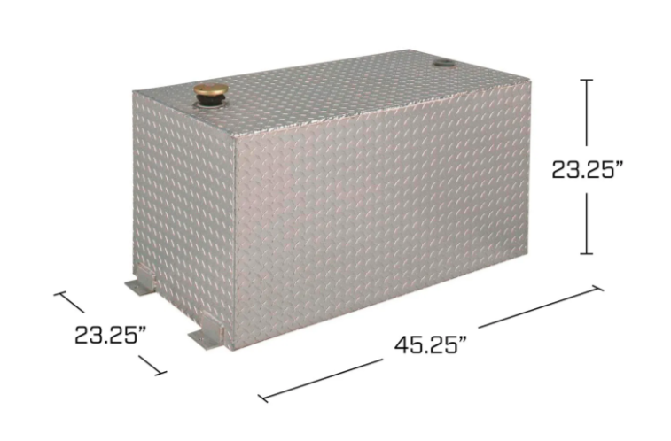 100 Gallon Rectangular Aluminum Liquid Transfer Tank for Trucks Crescent