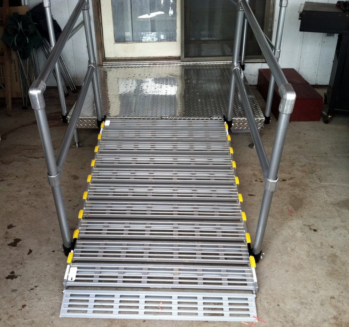 30" Wide Modular Ramp System with Straight End Handrails Roll-A-Ramp