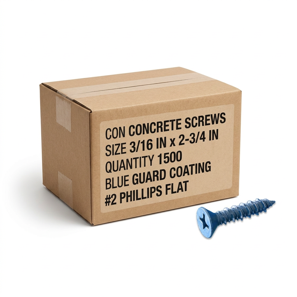 CON CONCRETE SCREWS - PHILLIPS FLAT (BLUE GUARD COATING) - #2 Phillips CONFB0316234 Daggerz 3/16" x 2-3/4" (Box of 1500)