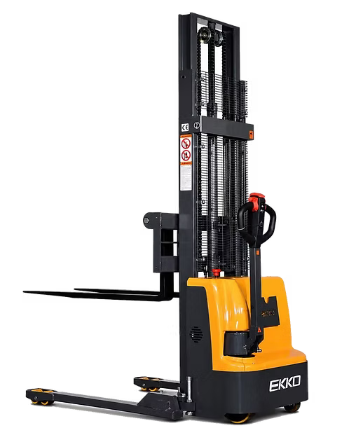 Full Powered Electric Straddle Stacker - German AC Motor with 3,000 lb Capacity at 145.67" Lift Height EKKO