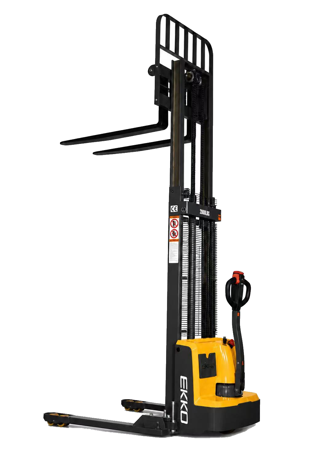 Full Powered Electric Straddle Stacker - 2,800 lb Capacity, 119" Lift Height EKKO