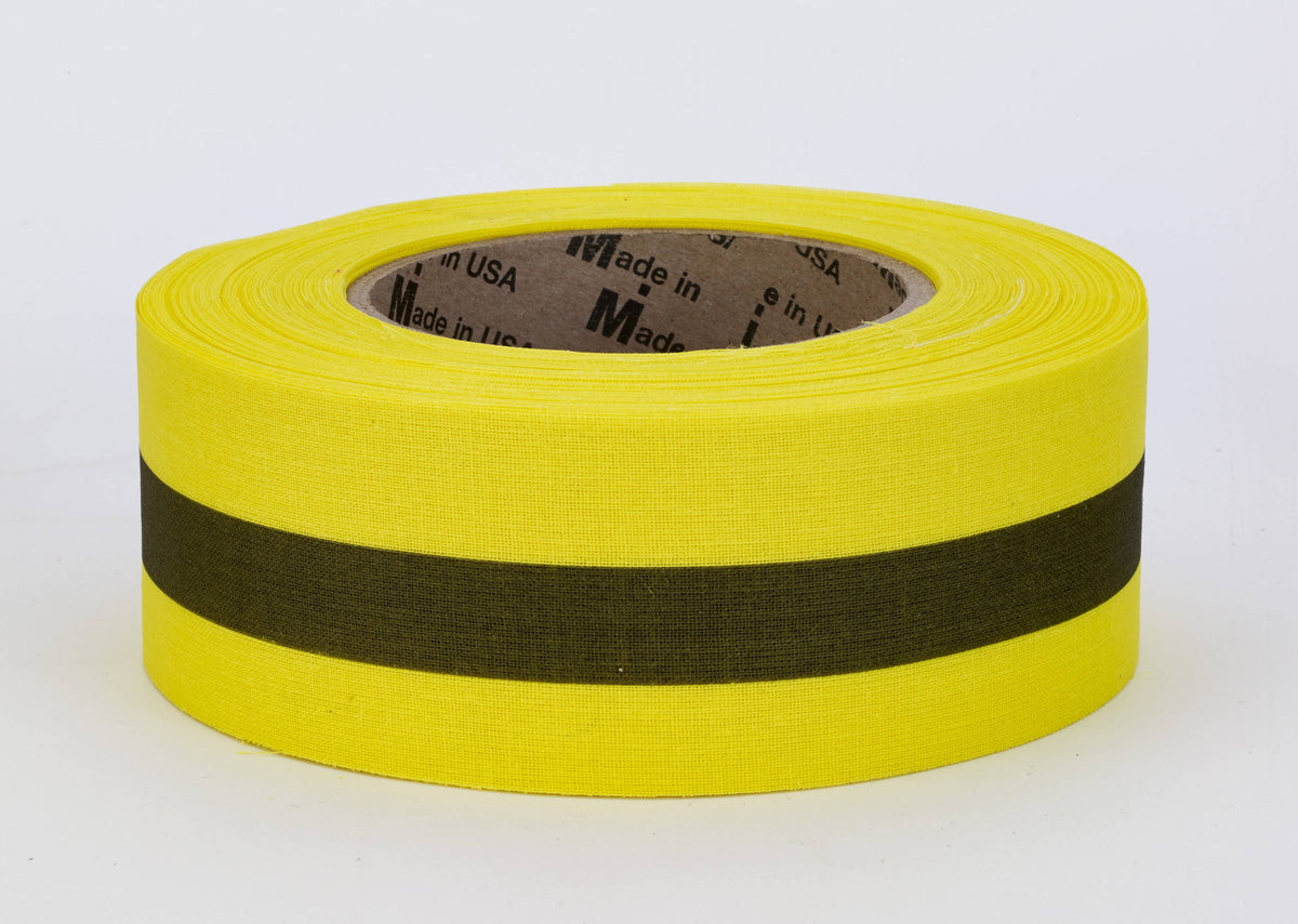 Repulpable Tape 17771-4191-2000 Mutual Industries Yellow/Black Stripe 2' x 45YD - 20 per Order