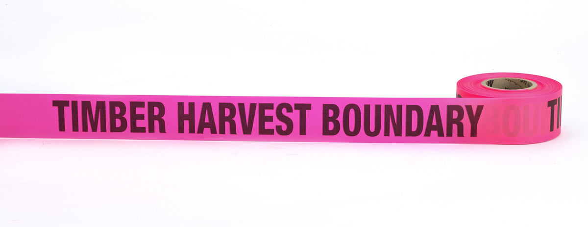 Flagging Tape - Printed (108 Rolls) 16003-575-0 Mutual Industries Glo Pink Timber Harvest Boundary