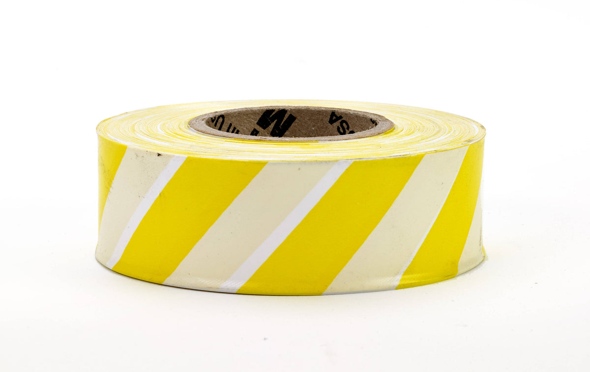 Flagging Tape - Ultra Standard (144 Rolls) 16002-241-1875 Mutual Industries Yellow/White Stripe