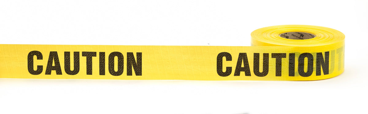 Reinforced Barricade Tape - 8 per Order 17779-5555-3000 Mutual Industries Yellow Caution