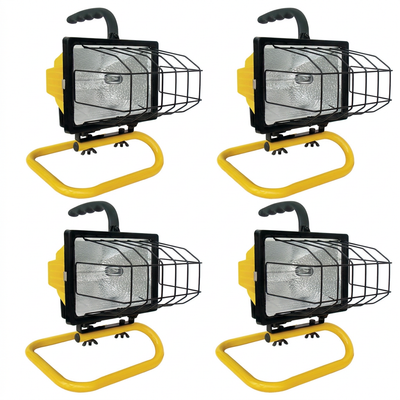 500 Watt Halogen Work Light – Portable Heavy-Duty Lighting - Pack of 4 Units