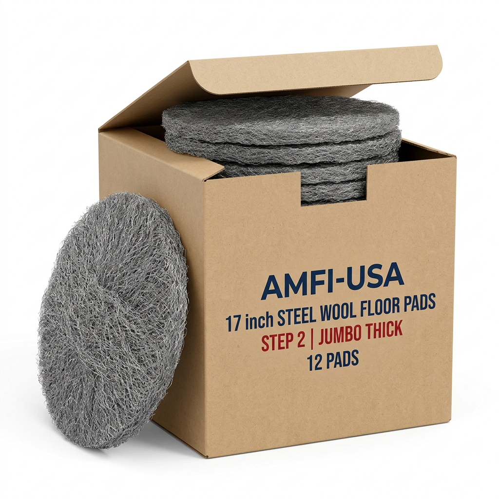 Amfi-USA 17" Diameter Steel Wool Floor Pads