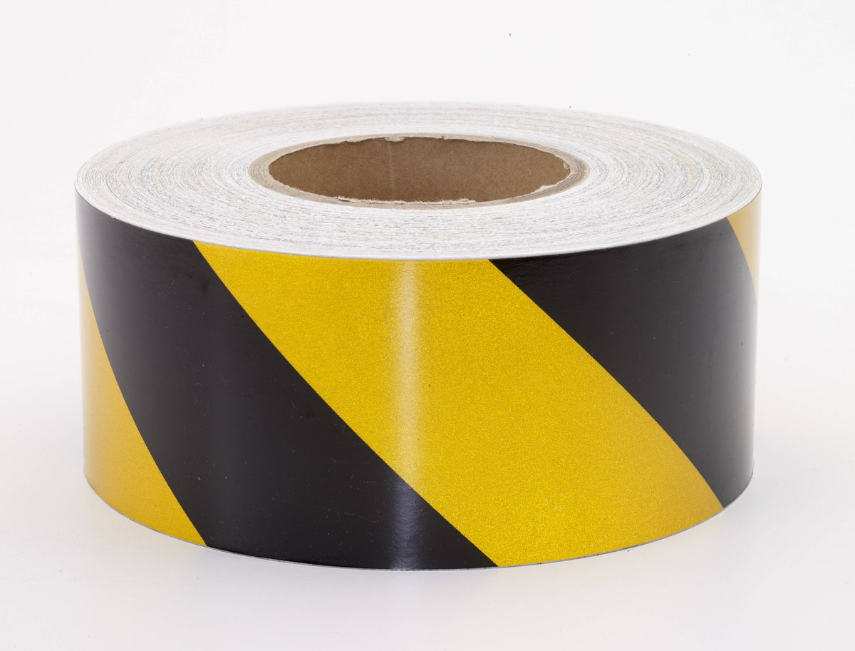 Reflective Hazard Stripe Tape 17798-9141-3000 Mutual Industries Black/Yellow 3" x 50YD