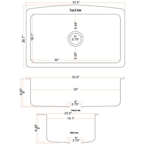 Dakota Sinks DSE-HCA3320 Signature Elements Series 32 7/8 Inch Handmade Copper Single Bowl Apron Front Kitchen Sink - Hammered Copper Dakota Sinks