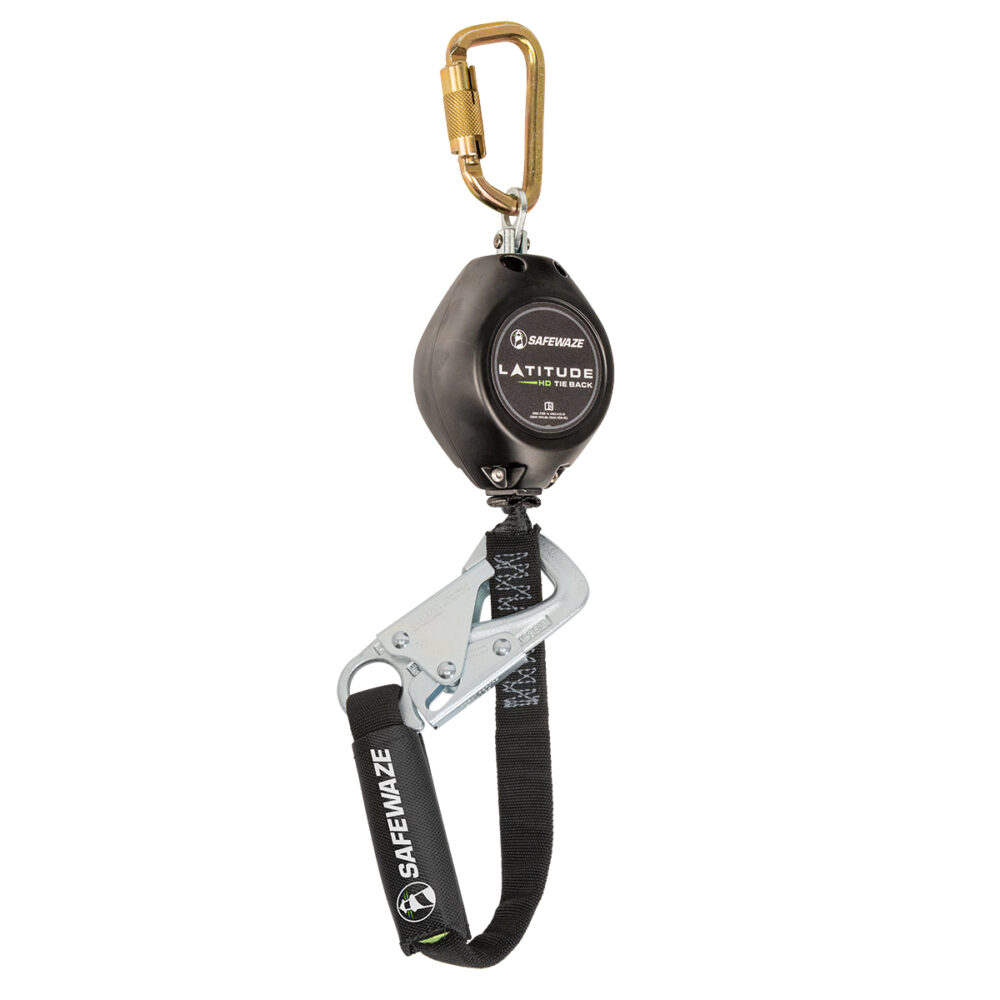 Latitude HD 11′ Single Web SRL-P: Carabiner, 20″ Tie-back, Tie-Back Snap Hook Safewaze