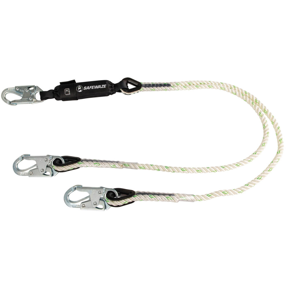 PRO 6′ Rope Energy Absorbing Lanyard: Dual Leg, Snap Hooks Safewaze