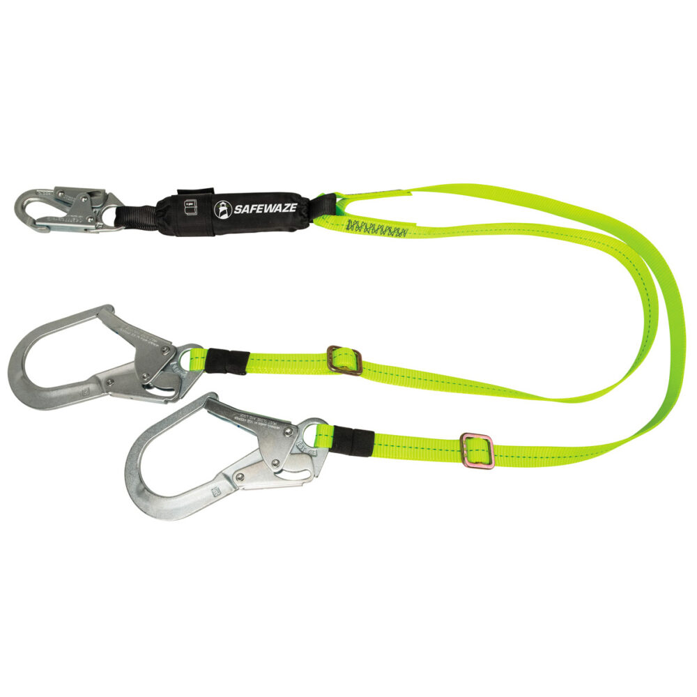 PRO 4′-6′ Adjustable Energy Absorbing Lanyard: Dual Leg, Rebar Hooks Safewaze
