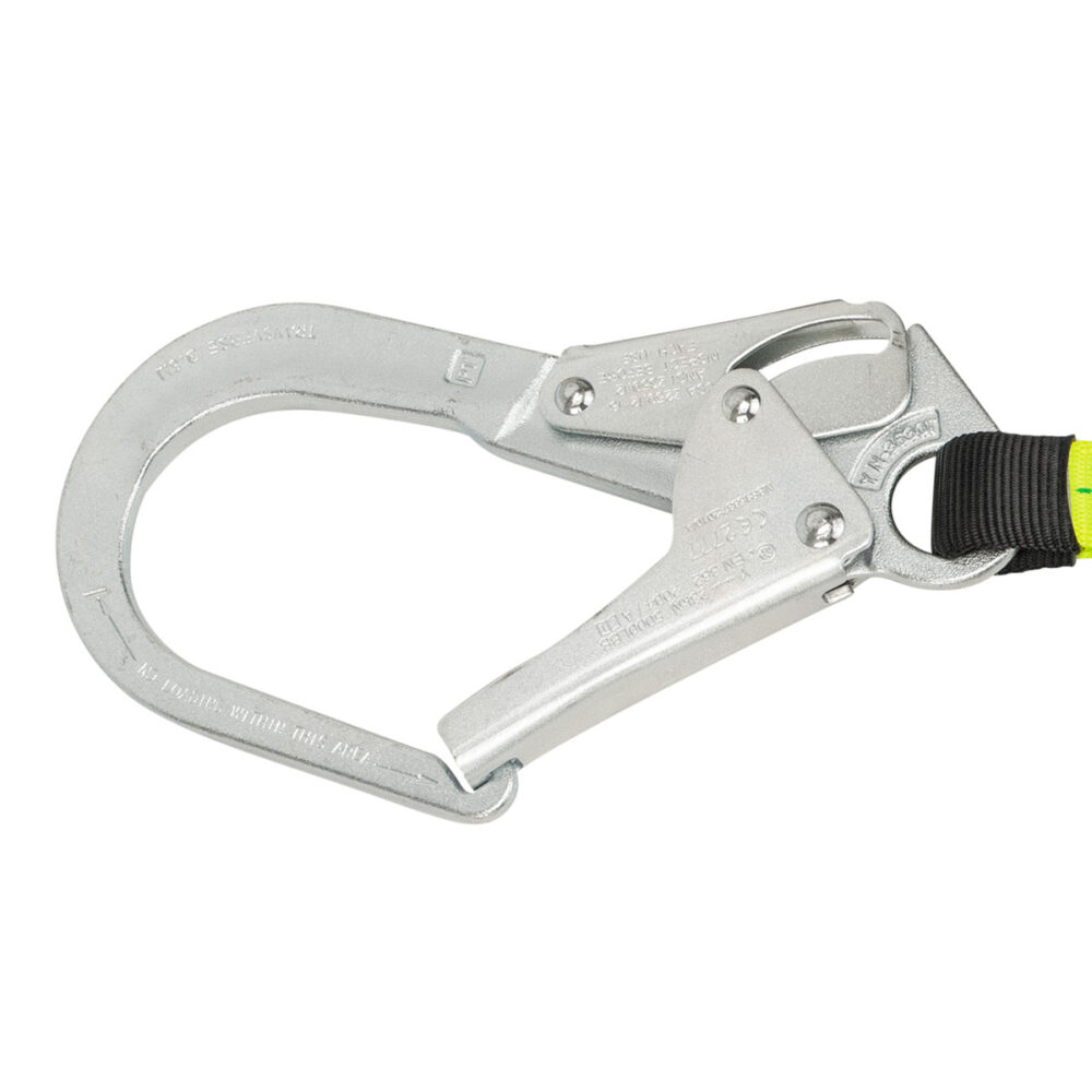 PRO 6′ Stretch Energy Absorbing Lanyard: Rebar Hooks, Rescue Rings Safewaze