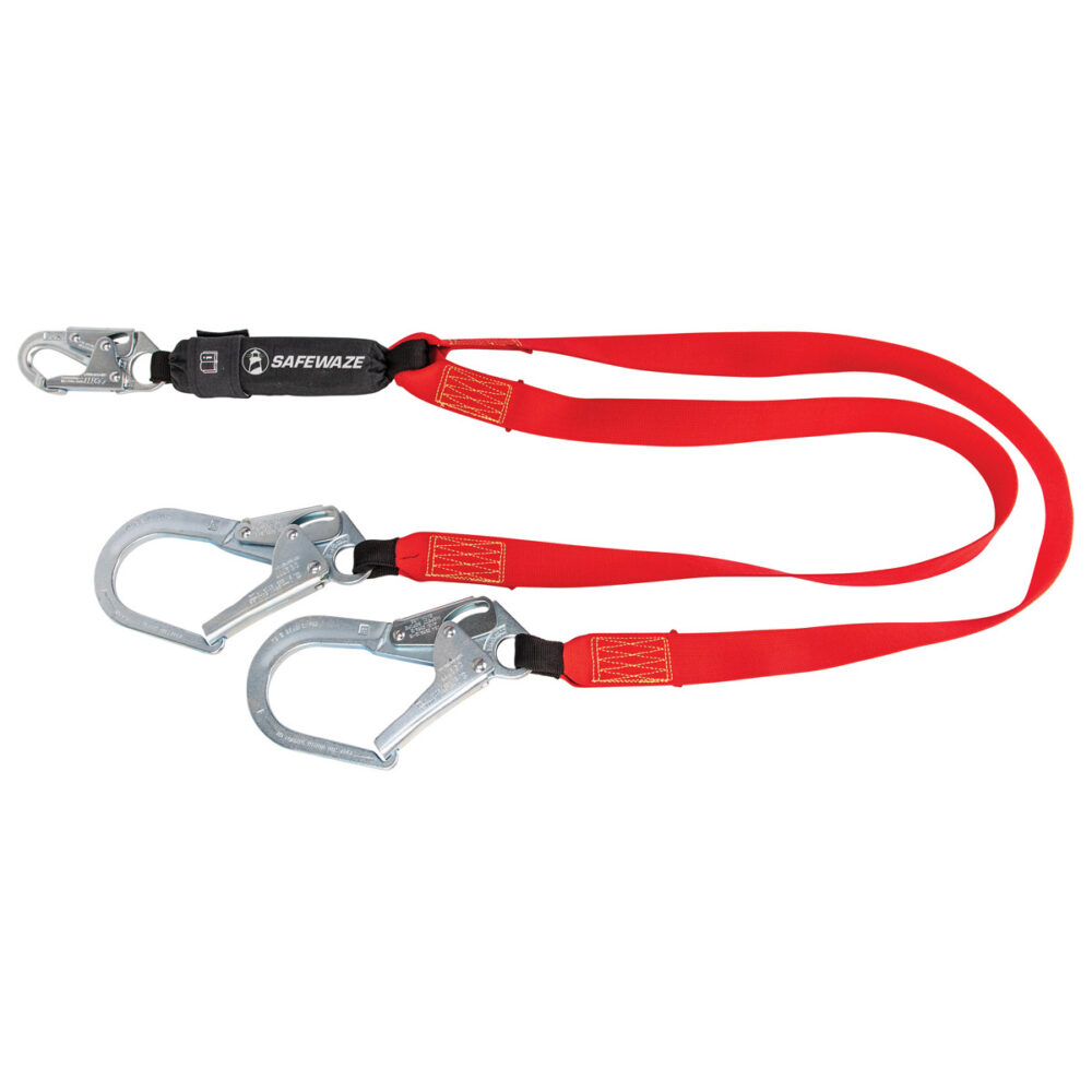 Welding 6′ Energy Absorbing Lanyard: Dual Leg, Rebar Hooks Safewaze