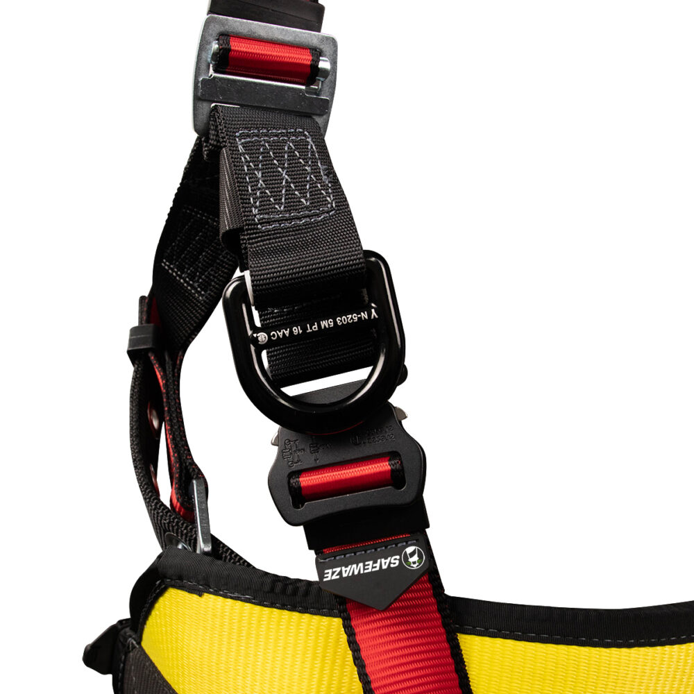 Oil & Gas Full Body Harness: 1D, Derrick Belt, Alu QC Chest, FD, TB Legs Safewaze