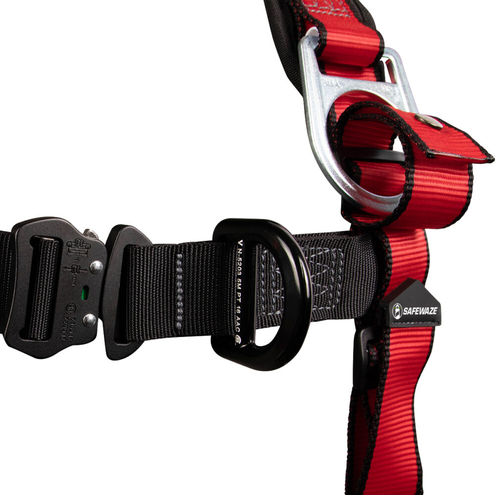 Oil & Gas Full Body Harness: 1D, Derrick Belt, Alu QC Chest, FD, TB Legs Safewaze