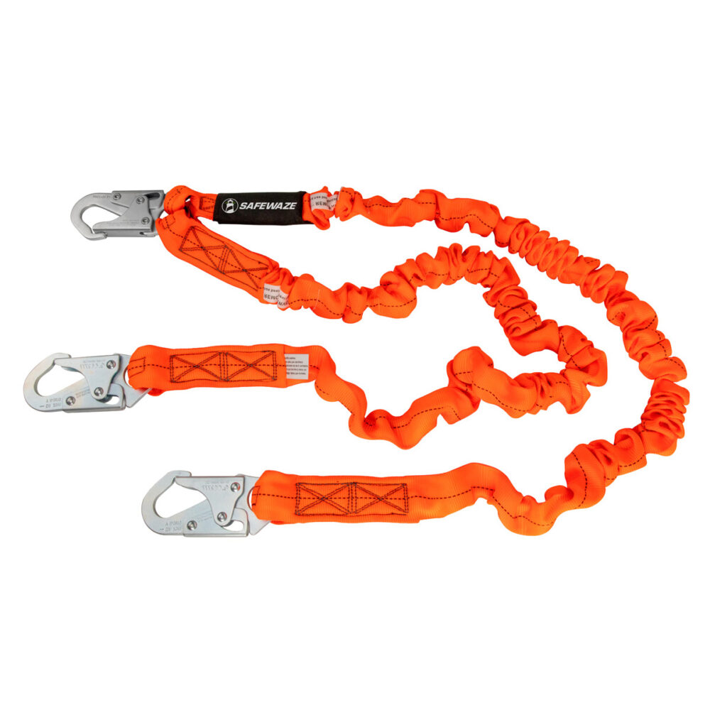 V-Line 6′ Stretch Internal Energy Absorbing Lanyard: Dual Leg, Snap Hooks Safewaze