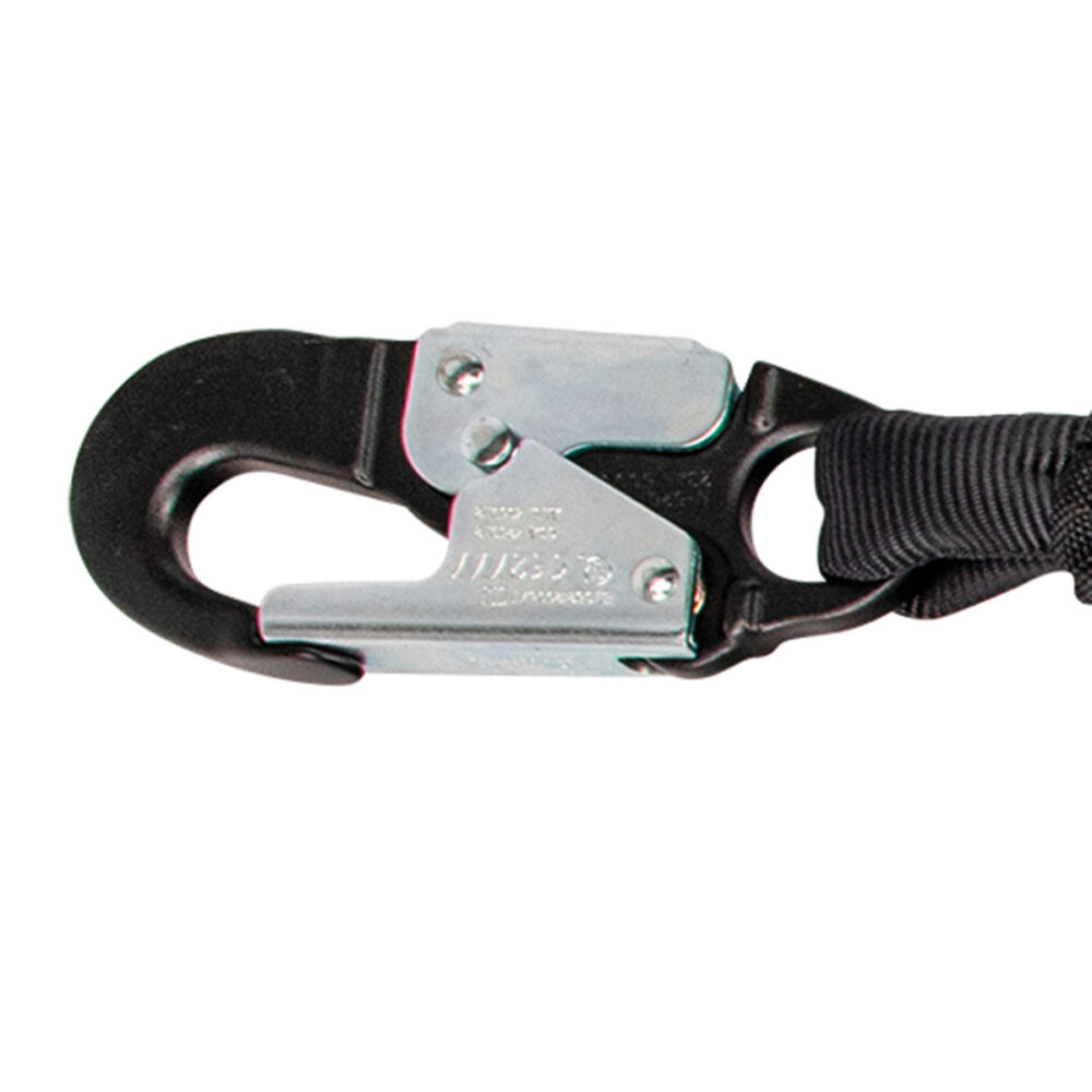 PRO 6′ Stretch Energy Absorbing Lanyard: 12′ FF Dual Leg, Alu Rebar Hooks Safewaze
