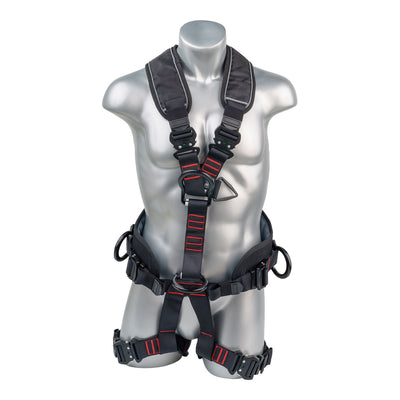 Akula™ Series Harness 5pt., Padded Back/Legs, QCB, Positioning Belt Side D-Rings, Back and Dual Front D-Rings, Black Palmer Safety