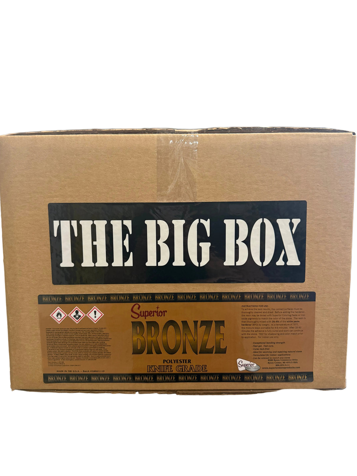 Superior Bronze Polyester Knife Grade Adhesive 200-00760-31 Superior Stone Products Big Box Enhanced (4) 1.25lbs Cans
