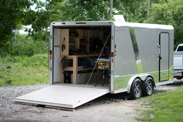 Deluxe V-Nose 8 Wide Aluminum Enclosed Cargo Trailer Legend Trailers