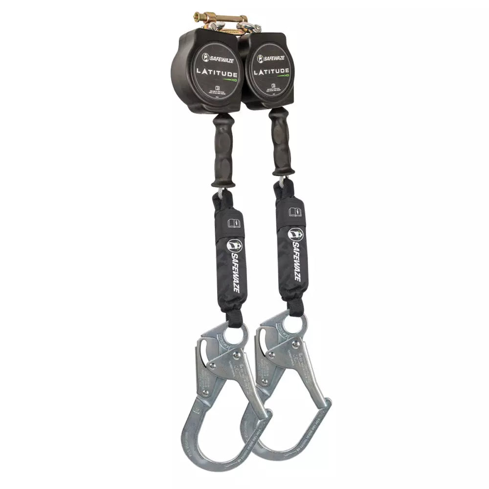 Latitude HD 10' Dual Cable SRL-P: SW-9012 BWB, Hooks SW8008-10-RBH-DL Safewaze Rebar Hook