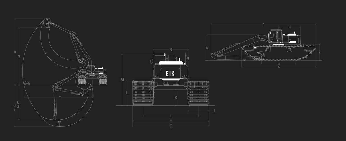 18-22 Ton Water Excavator Undercarriage - AM200-6 EIK Solutions