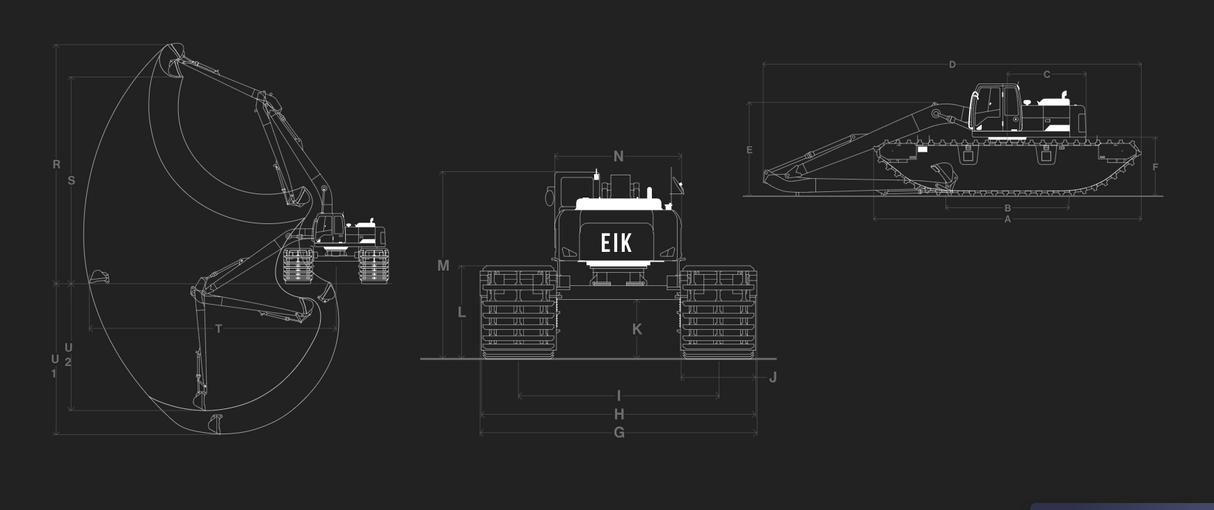 Undercarriage for Pontoon Excavator - AM300-2 EIK Solutions