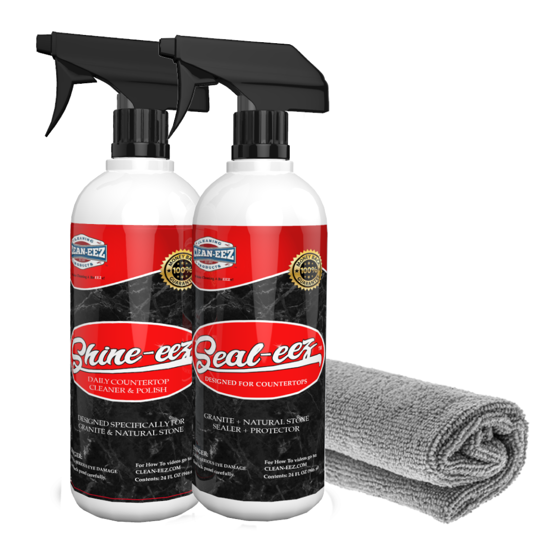 Granite Cleaner & Sealer Kit With Free Microfiber Cloth 24oz Clean-eez