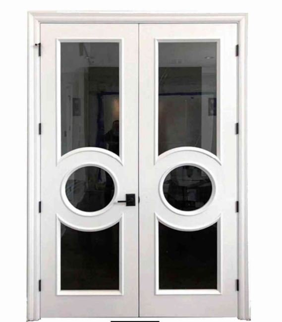 Art Deco Double Doors sku-42580372455617 Custom Iron Door Pros Black 61" x 81 "