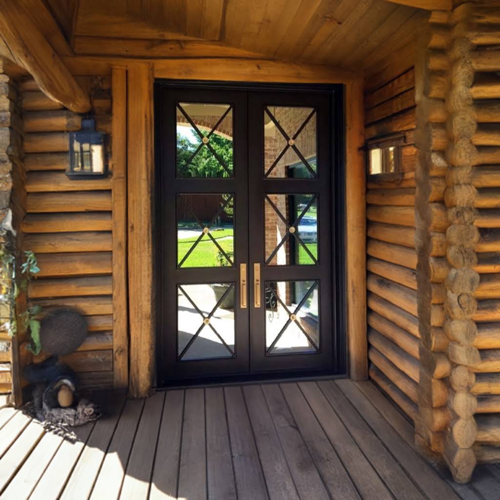 Artemis Double Iron Doors: Regency Style with Tempered Glass & Insulated Flush Bolt System Custom Iron Door Pros