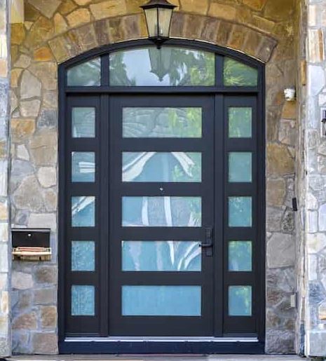 Atlas Contemporary Iron Door with Sidelights sku-37302944301249 Custom Iron Door Pros 37" x 81" Black
