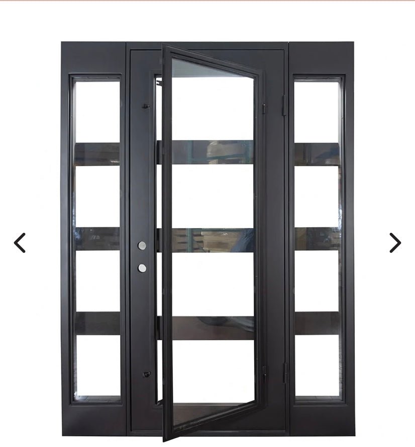 Atlas II Single hinged door with Sidelights Custom Iron Door Pros