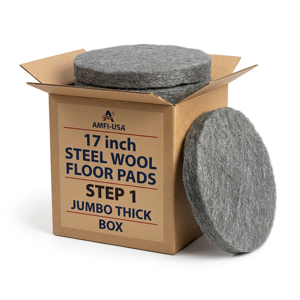 Amfi-USA 17" Diameter Steel Wool Floor Pads