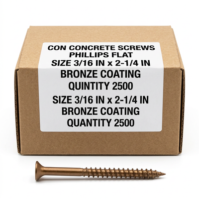 CON CONCRETE SCREWS - PHILLIPS FLAT ( BRONZE & WHITE COATING)