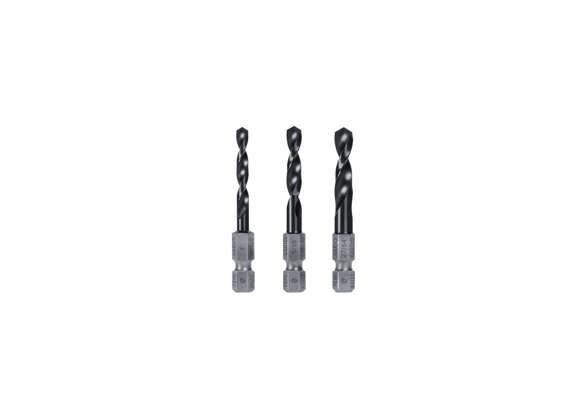 FEIN VARIO Drill/Driver 3 -piece Titanium Aluminum Nitride (TiAlN) Twist Drill Set - #F, 5/16 in & 27/64 in FEIN