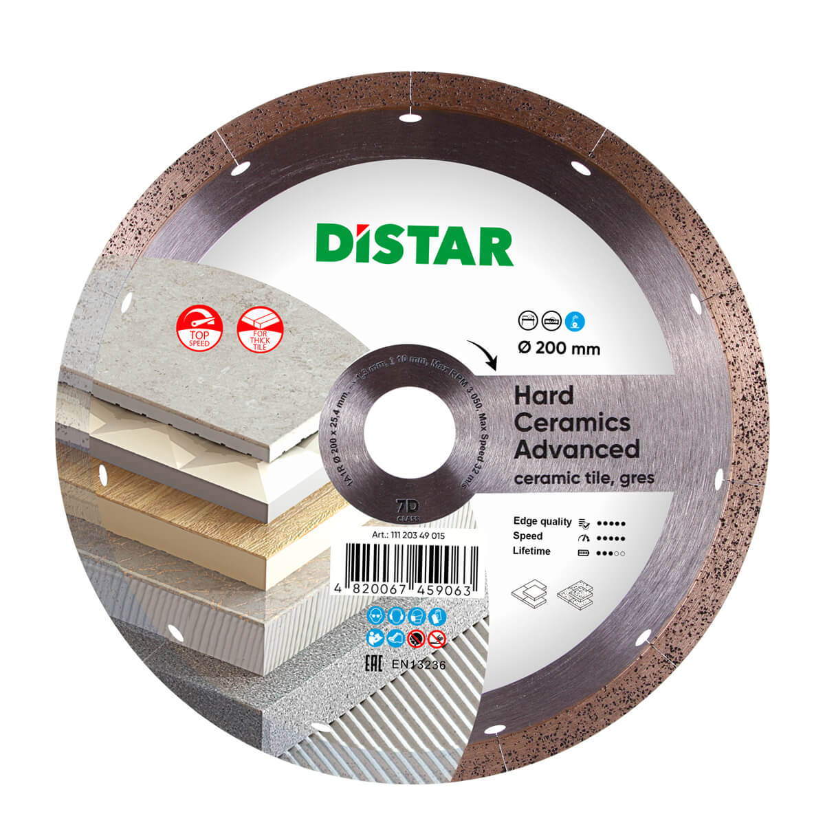 Diamond Cutting Blade 1A1R Hard Ceramics Advanced 11120349015 Distar 8"