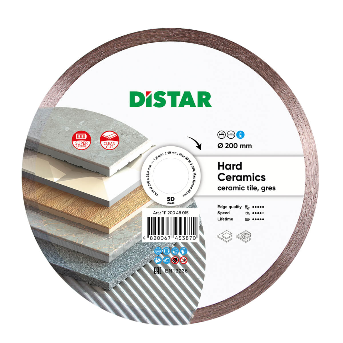 Diamond Cutting Blade 1A1R Hard Ceramics 11120048015 Distar 8"