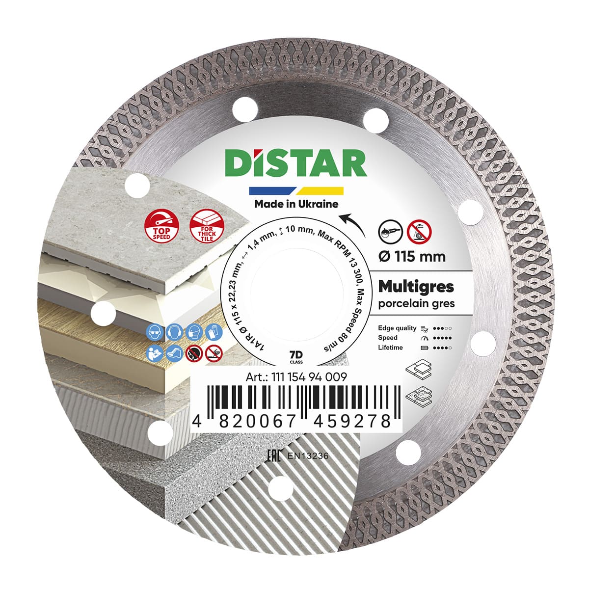 Diamond Cutting Blade 1A1R Multigres 11115494009 Distar 4.5"