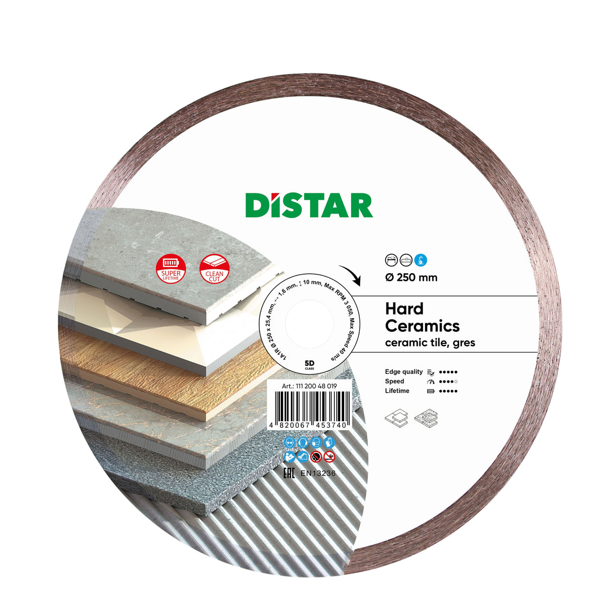 Diamond Cutting Blade 1A1R Hard Ceramics 11120048019 Distar 10"